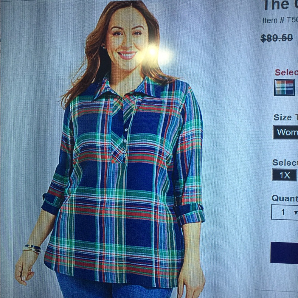 Talbots Classic Casual Popover in Dune Plaid